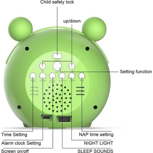 Digital Frog Kids Alarm Clock Child Sleep Trainer Nap Timer Snooze Clocks