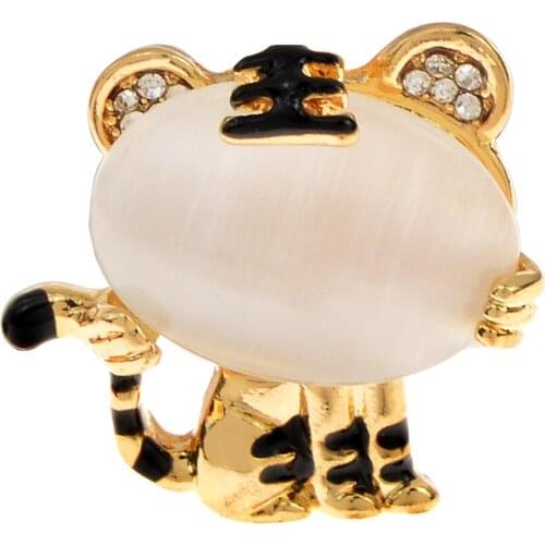 CINDY XIANG Small Opal Tiger Brooch Cute Animal Design Jewelry Fashion Zodic Accessories For 2021 Kids Women Pin