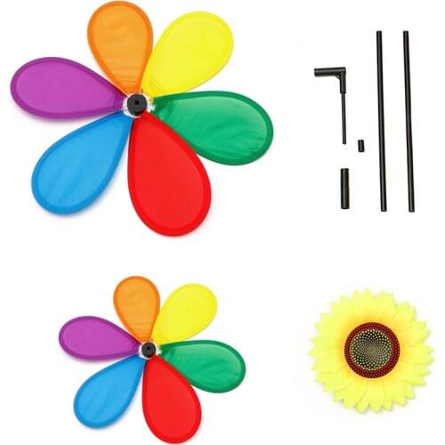 Sunflower Windmill Wind Spinner Rainbow Whirligig Wheel Home Yard Garden Decoration Ornaments