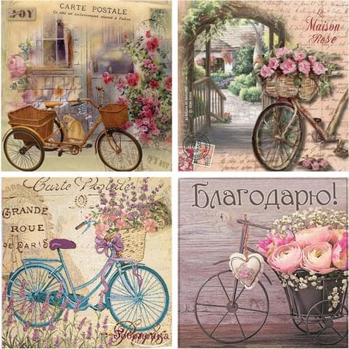 HUACAN Diamond Painting New Landscape Bicycle Rhinestones Diamond Embroidery Sale Flower Mosaic Cross Stitch Wall Art