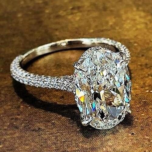 Huitan New Big Oval Crystal Zircon Women Rings Wedding Jewelry Gorgeous Anniversary Gift Evening Party Accessories Ring Hot Sale