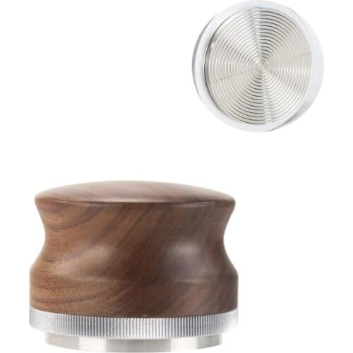 58Mm Espresso Coffee Distributor Leveler Tool Adjustable Height Walnut Handle Home Barista Coffee Making Accessories