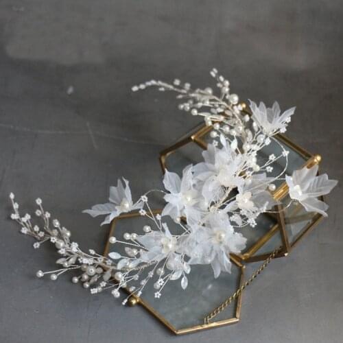 Jonnafe Fabric Foral Wedding Hair Crown Jewelry Opal Crystal Bridal Hair Wreath Accessories Silver Color Women Headpiece