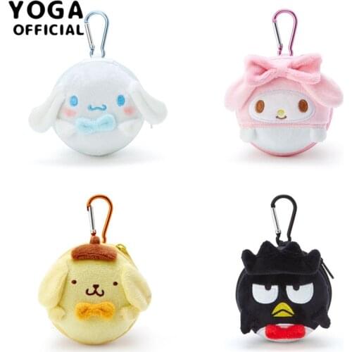 Kawaii My Melody Kuromi Cinnamoroll Pompom Purin Air Pods Storage Bag Coin Purse Anime Cartoon Plush Doll Keychain Toys Gift