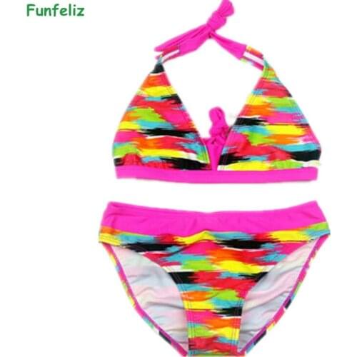 Girls Swimwear biquini infantil girl Bikini Children swimsuit two pieces bathing suit for kids 6-16 Years