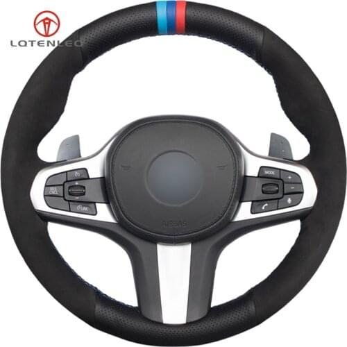 LQTENLEO Black Leather Suede Steering Wheel Cover for BMW M Sport G30 G31 G32 G20 G21 G11 G12 G14 G15 G16 X3 G01 X4 G02 X5 G05