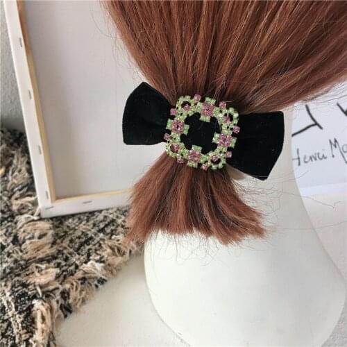 Women Lady Fashion Elastic Hair Ring Luxury Satin Rhinestone Hair bands Rope Headbands Ties Hair Accessories for Women & Girls