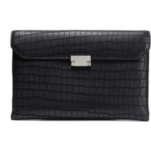 Ourui deerskin men Hand bag black Genuine leather 30cmX20cmX3cm male large capacity handbags men clutch bag