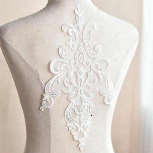Wedding dress patches white lace trimming for DIY handmade needlework sewing accessories and crafts flower embroidery fabric