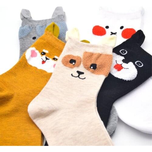 Unisex Socks Casual Work Socks Animal Cartoon Cat Print Cotton Blend Medium Sports Socks Skin-friendly And Comfortable Носки
