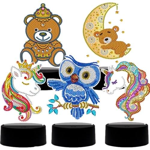New lamp DIY LED Diamond Painting Night Light Animals Special Shape Diamond Embroidery Cross Stitch Unicorn owl Home Decoration