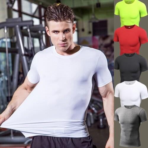2020 new Compression Mens Tight Training T-shirt Elastic Quickly Dry Tops Fitness Football Clothing Bodybuild T-Shirts 4001