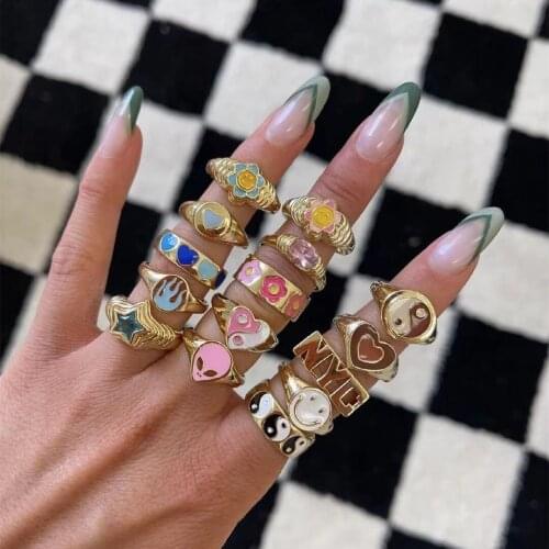 2021 New European And American Retro Creative Simple Metal Geometry Variety Of Rings Fashion Temperament Gift Date