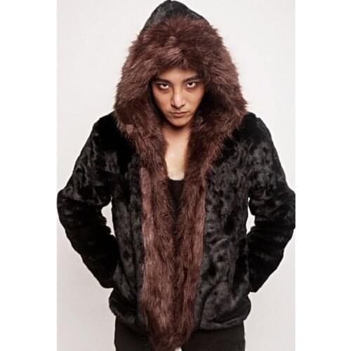 Autumn winter hooded faux mink leather jacket mens thicken warm fur leather coat men casual jackets jaqueta de couro black 5XL