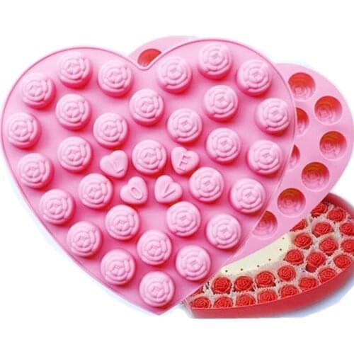 Heart shaped LOVE rose chocolate mold Silicone jelly pudding mold Valentines Day Cake Decoration