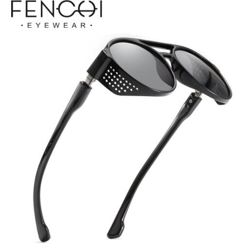 Black Retro Round Steampunk Sunglasses Women Gothic brand Designer Blue Luxury Sun glasses Men trendy Gafas de Sol Óculos