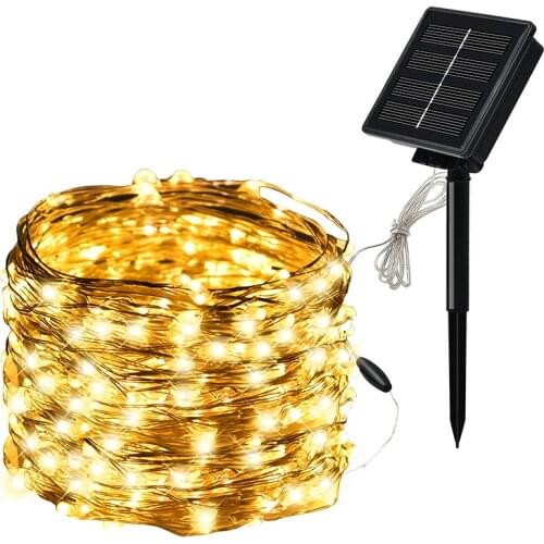 100/200 led Strip Copper Wire Solar String Light Outdoor For Garden Decoration Home Garden Christmas Party Decor Tree Lamp Light
