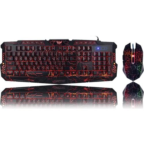Tri-Color Backlit Computer Gaming Keyboard USB Powered Full N-Key Game Keyboard for Desktop Laptop Russian Spanish arabic Hebrew