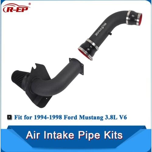 Turbo Cold Air Intake Pipe Kit Fit for 1994-1998 Ford Mustang 3.8L V6 with High Power Filter Car Modification