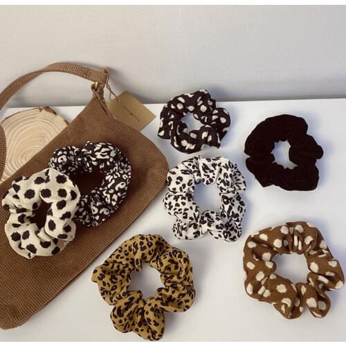 Vintage Leopard Zebra Pattern Hair Rope Women Corduroy Scrunchies Dot Hair Ties Elastic Hair Bands Ladies Hair Accessories
