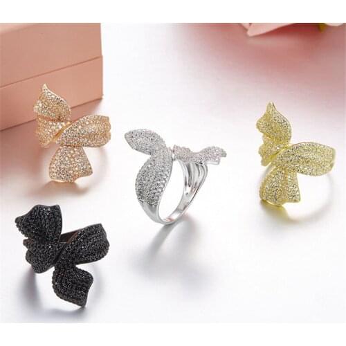 SLJELY 925 Sterling Silver Elegant Cubic Zirconia Bowknot Finger Ring Brand Design Tail Ring Women Ladies Wedding Party Jewelry