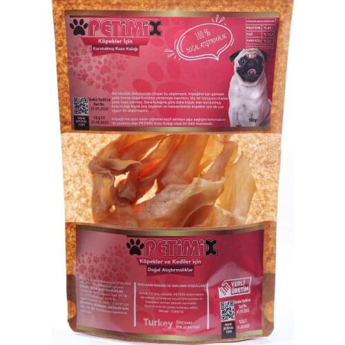 Petimix Lamb Ears Chewing Bones Dog Treat Naturel Snacks for Pets Dental Care 100g