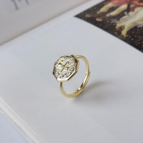 1PC Authentic S925 Sterling Silver FINE Jewelry Gold constellation Rings adjust J498