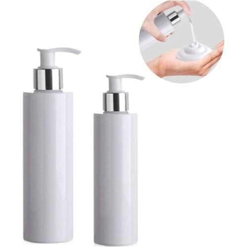 100ml 150ml 200ml empty Shampoo Refillable Lotion Bottle White PET Bottle with lotion pump for shampoo Travel Bottle