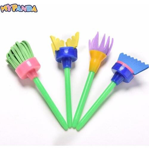 4pcs/set DIY Rotate Flower Graffiti Sponge Brushes Funny Kids Educational Drawing Toys Art Painting Supplies