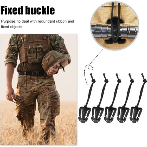 5pcs/Lot Molle Backpack Carabiner EDC Elastic Rope Webbing Buckle Fixed Clamp Travelling Easy Carrying Portable Part