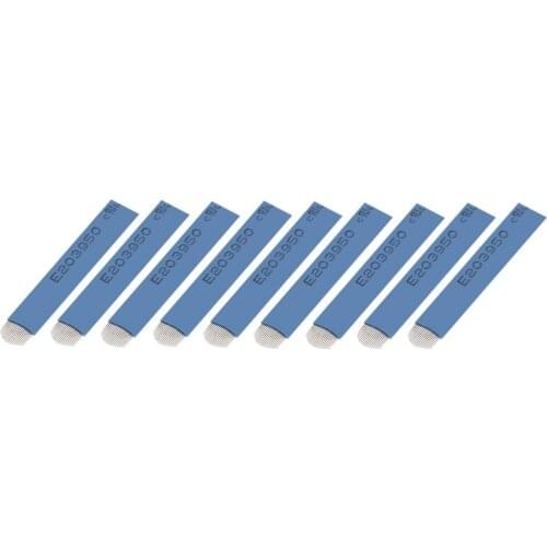 50pcs PCD 18 Pin Blue Circular Arc Tattoo Shading Eyebrow Blades Needles for 3D Embroidery Manual Pen