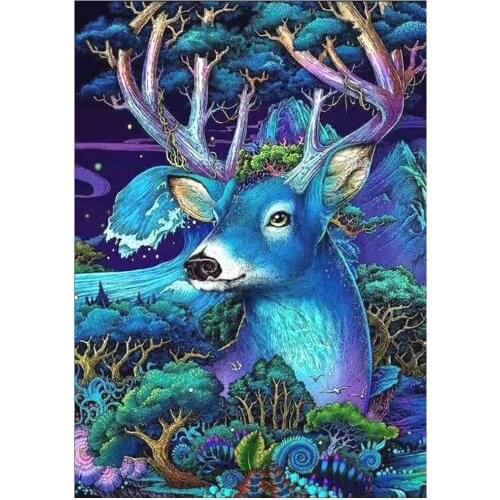 5D Diamond Painting Forest Deer DIY Round Full Diamond Embroidery Set Landscape Home Decoration Crafts 30*40cm