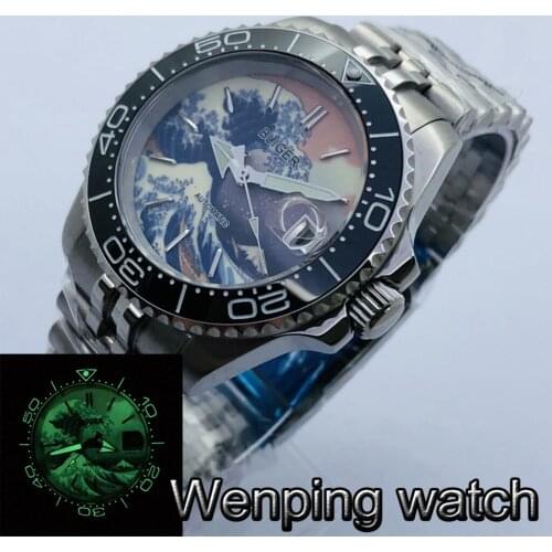 Bliger 40mm Super Luminous Mens Top Luxury Mechanical Watch Sapphire Glass Ceramic Bezel Date NH35 Movement Automatic Watch