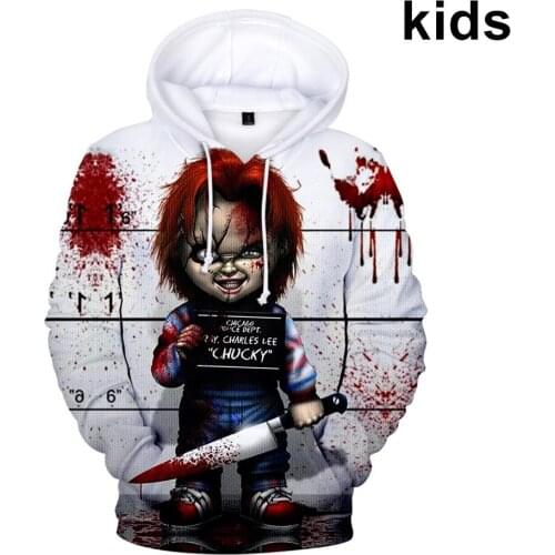 3 To 14 Years Kids Hoodie Bride of Chucky Doll 3d Printed Boys Girls Hoodies Sweatshirt Childs Play pullover Children Clothes