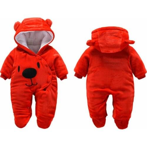 Autumn Winter Fleece Baby Romper Long Sleeve Newborn Coat Jumpsuit Baby Boy Girl Clothing Soft Bear Infant Overall Warm Rompers