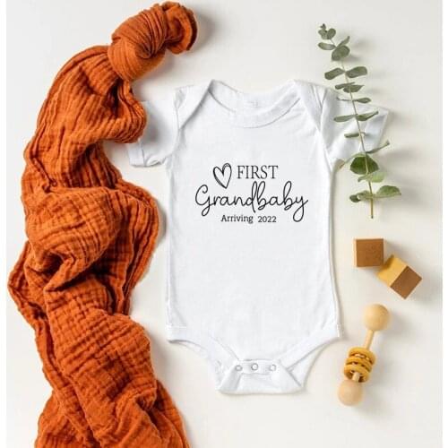 First Grandbaby Arriving 2022 Baby Announcement Bodysuit Onesies Pregnancy Announcement for Grandparents Baby Boy Girls Rompers