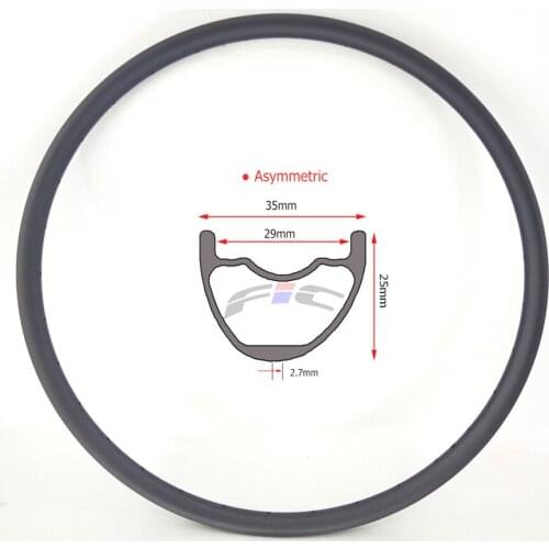 FIC MTB rims 29er 27.5 inch asymmetric inner 29mm wide hookless clincher carbon 25mm deep XC AM enduro carbon mountain rim