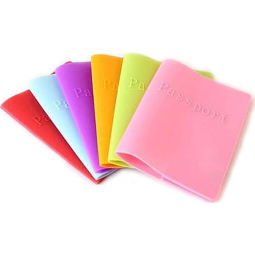 40PCS / LOT Fluorescence Candy Colors Silicone Passport Covers Case Soft Passport Holder