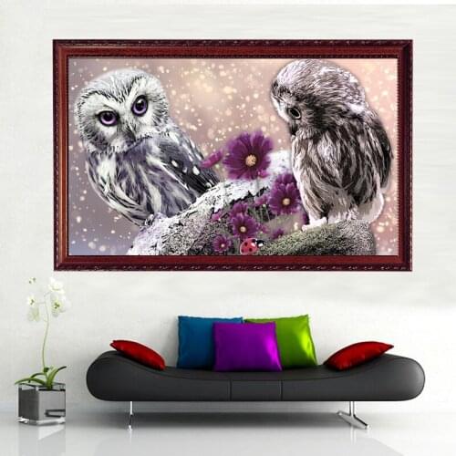 GLymg Lovely Owl Diamond Embroidery Full Square Drill Animal Mosaic Picture Diamond Painting Cross Stitch European Home Decor
