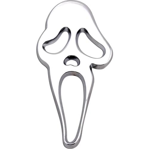 Chrome Skull Brand Name Emblem 3D Car Logo for Auto Grill Decoration