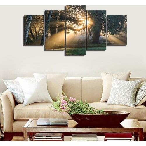 Wall Art Forest Green Trees Foggy Morning Spring Landscape Poster Print On Canvas Giclee Artwork For Wall Decor Home Decor Gift