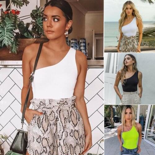 Summer Top Selling Womens One-Shoulder Jumpsuit Bodycon Skinny Jumpsuit Tops Jumpsuit Vest Sleeveless Tops One-piece Briefs
