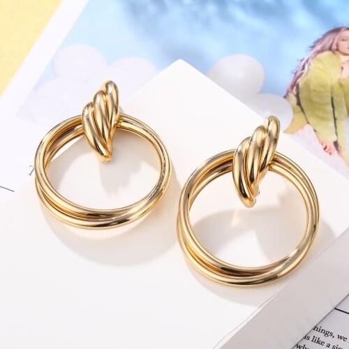 Lost Lady Large Round Circle Metal Hoop Earrings for Women Geometric Big Statement Earrings Wholesale Jewelry ZA Female Bijoux