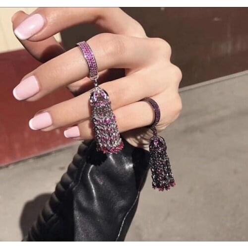 Fashion special design unique red tassel ring for women