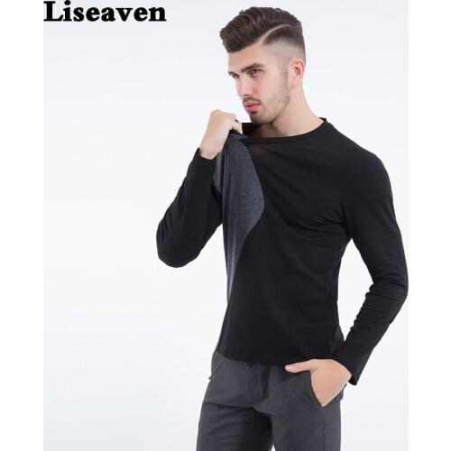 Liseaven Men tshirt V Neck Long Sleeve Casual T Shirts 2017 Men Slim T-Shirt Tops Men T-Shirt Tees Size M-5XL