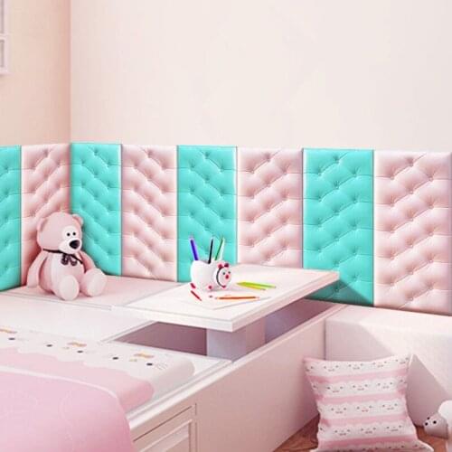 Bedroom Bedside 3D Tile Wall Sticker Bedside Anti-collision Soft Package Wall Thick Cushion Waterproof Wall Panel Wallpaper