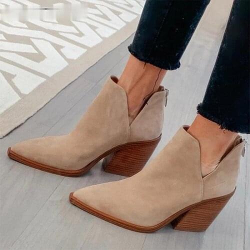 New Womens Shoes Fashion Ankle Boots Woman Pointed Toe High Heels Zipper Pumps Female Shoes 2021 Ladies Short Booties New