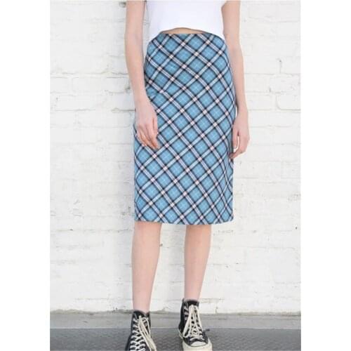 Hirigin Spring and autumn new mid skirt small fresh sweet academy style skirt high waist show thin contrast Plaid hip skirt