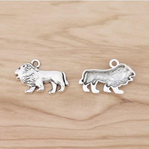 20 Pieces Lion Animal Charms Pendants Beads for Bracelet Necklace Earring Jewellery Making Findings 29x18mm