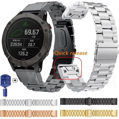 26 22 20MM Watchband Strap For Garmin Fenix 6S 6X 6 Pro 5X 5 5S 3HR D2 S60 Watch Quick Release Stainless Steel Wrist Band Correa
